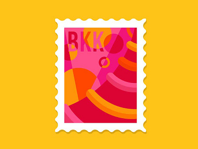 Bangkok abstract bangkok illustration stamp thailand travel vector warm yellow