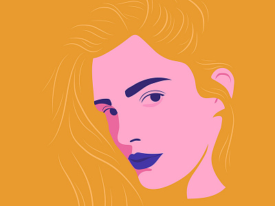 Golden Hair illustration negative pink portrait vector yellow