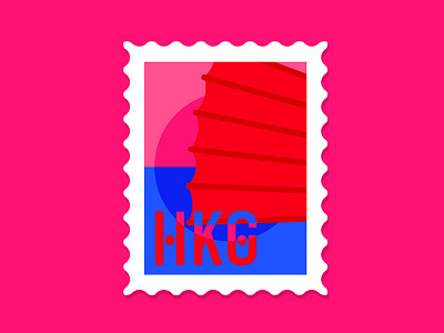 Hong Kong Stamp abstract aqua luna asia boat color hong kong illustration red stamp typography vector