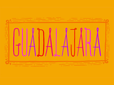 Guadalajara color design illustration procreate typography yellow