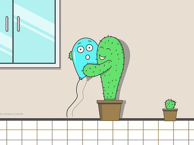 Cactus and balloon balloon cactus design drawing illustration vector