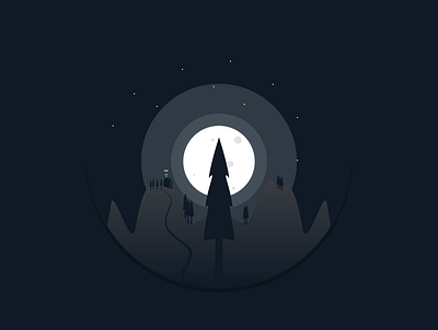 Moon night 2d character dark design illustration illustrator moon night tree vector vectorart