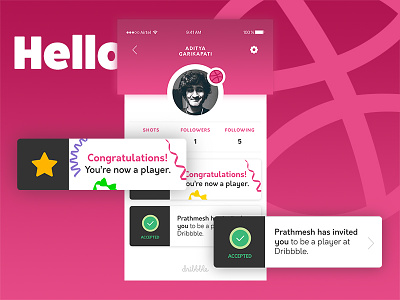 Hello folks! debut dribbble first shot hello invite ui uiux user experience user interface ux