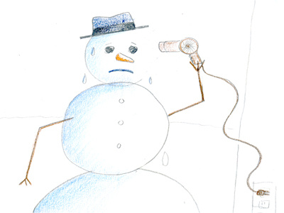 Snowman Suicide hair dryer illustration melt ryon edwards sad snow suicide warm