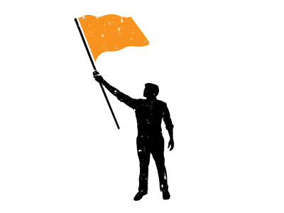Flag Waver 2 color banner figure flag human silouette standing strength strong yellow orange