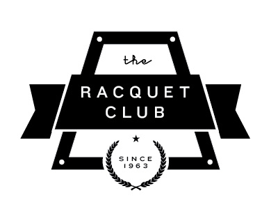 the Racquet Club 1963 2011 black white classic club design identity illustration lettering logo march racquet rc ryon edwards trc typography vintage