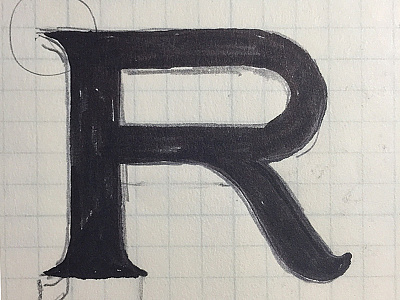 Cap R sketch - pencil/ink on paper capital r craft drawing letters ink letterform paper pecil pen proportions