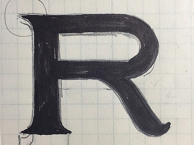 Cap R sketch - pencil/ink on paper