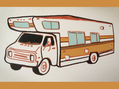 Camper, ’70s style 1970s breaking bad brown brush camper camping gold goodwill india ink orange riggs partners rv ryon edwards