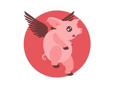Flying Pig flat illustration illustration wip
