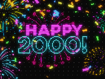 Happy 2000 CRT after effects computer crt design fireworks glow illustrator motion design new years eve retro screen