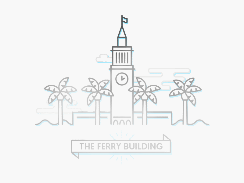 Oh, Ferry Building ferry building illustration monoline oh san francisco sf
