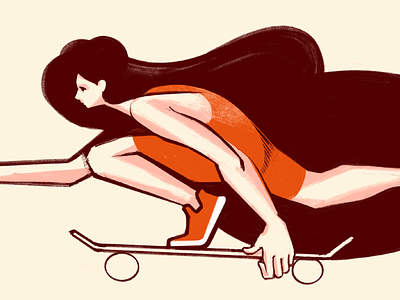 Skater girl girl illustration ipad procreate skate skater
