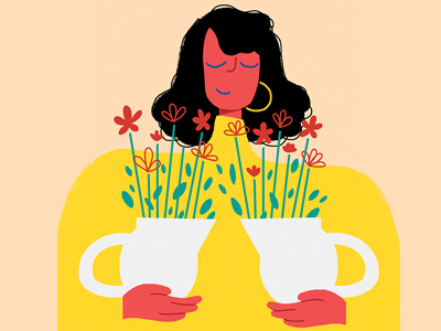 Big Jugs flowers illustration lady