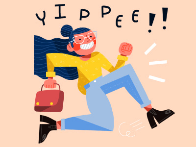 Yippee! character design hand lettering illustration