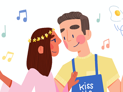 Kiss the Chef annviersary childrens commission couple illustration portrait relationship