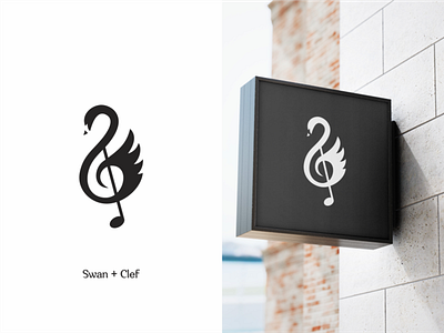 swan clef beautiful clean clef clever cool line logo minimalist modern monogram music notes simple strong swan