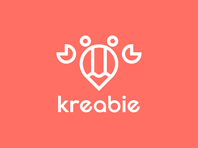 New kreabie Logo "crab+pencil" clever cool crab design designer krab line minimalist pencil pencil art simple simple logo