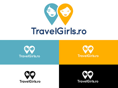 Travel Girls blogging blue branding girls identity illustrator logo maps travel website yellow