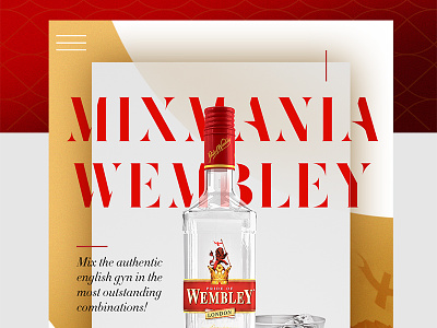 Wembley Dry Gin app cocktail gin gold ipad london red tablet ui