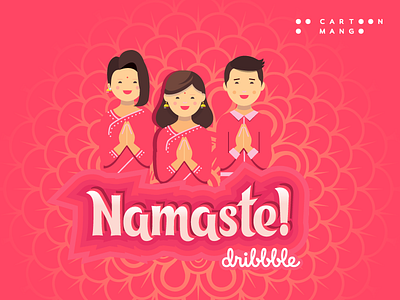 Namaste dribbble debut dribbble flat font illustration namaste pink shot typography