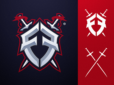 ForeverFighting's crossed swords and shield ⚔️ athayadzn athletic branding crossed swords design gaming illustration logo mascot logo navy red shield sports sports logo sword swords vector