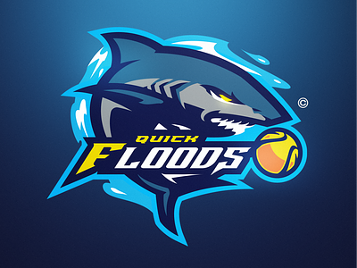 QUICK FLOODS athayadzn battle branding design fish gaming illustration logo mascot logo ocean sea shark sport logo sports team vector