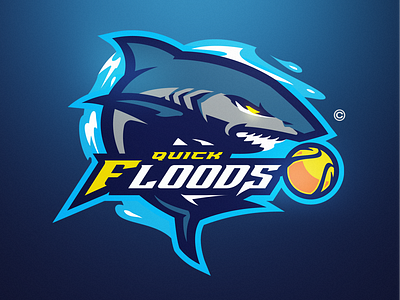 QUICK FLOODS athayadzn battle branding design fish gaming illustration logo mascot logo ocean sea shark sport logo sports team vector