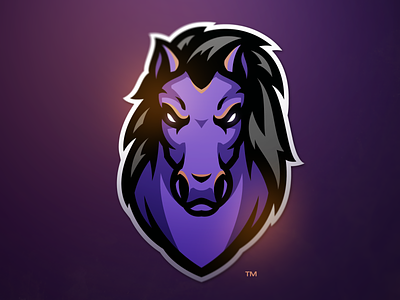 Majestic horse angry athletic branding design gaming graphic design horse illustration logo mascot mascot logo mustang purple sport logo sports vector