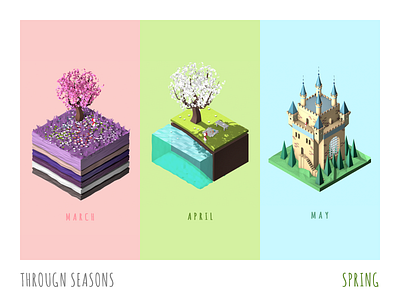 Through seasons design flat illustration web website