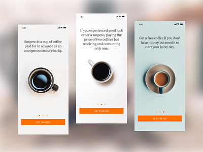 Onboarding Sospeso coffee app