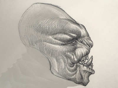 Eddie alien ceature drawing monster pencil sketch