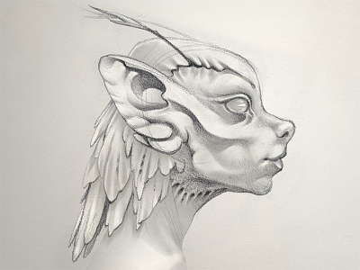 Svetlana alien creature drawing elf pencil sketch