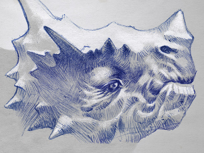 Alan ballpoint creature drawing rhino sketch