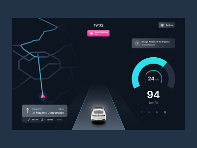 Minimal Autonomous Car Dashboard ai auto steering autonomous branding car design dribble tesla ui ux web webapp webdesign