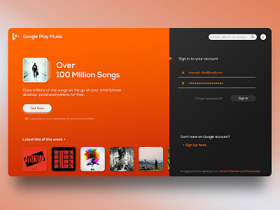 Google Play Music - Desktop UI Concept Designing colors concept google gradient interaction logo music typography ui ux visual design web app