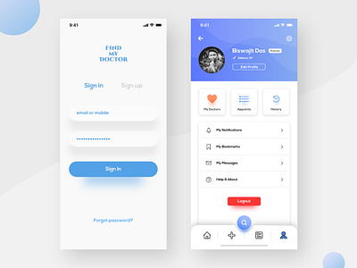 Login & User Profile - Doctor App color colors concept gradient gradients interaction typography ui ux visual design