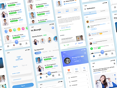 All Screens - Find My Doctor App app design colors doctor dribbble gradient interaction invitation medical ui user interface ux winners