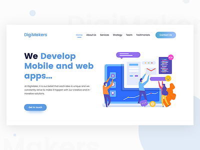 Landing Page - Header UI UX Design colors gradient illustration interaction landing page minimal typography ui ux visual design