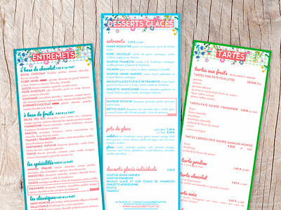 Des jolies cartes estivales brochure cake carte dessert icecream menu pastry restaurant