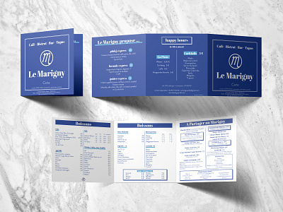 Menu trifold de restaurant Le Marigny brochure design restaurant trifold