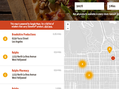 Store location search and map marker clustering