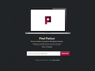 Re-design Pixel Parlour landing page dark landing page logo pink pixel red signup subscribe