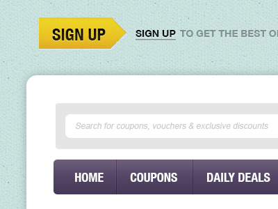 Sign up gradient green menus purple search signup yellow