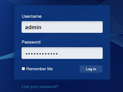 Login Screen blue login opacity password shadow wordpress