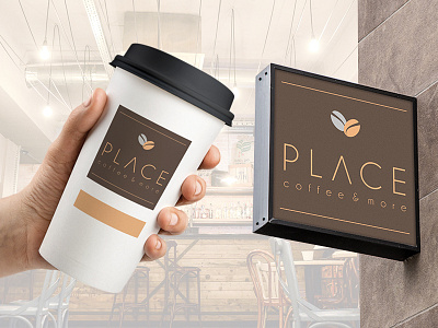 Place Caffe coffee shop logo design magixdesign square design