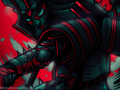 IV business cards graphic black green gutierrez metal red robot samurai skin skinmetal spikes sword warrior