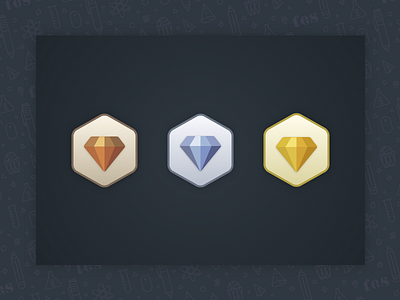 Metallic Gem Badges badges gems icons illustration