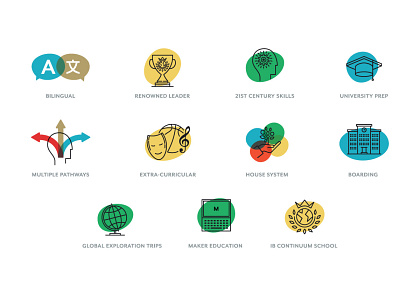 international school icons design illustration ui vector web