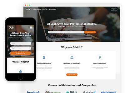 GildUp Social Network app grey interface ios iphone layout mobile product profile ui ux white